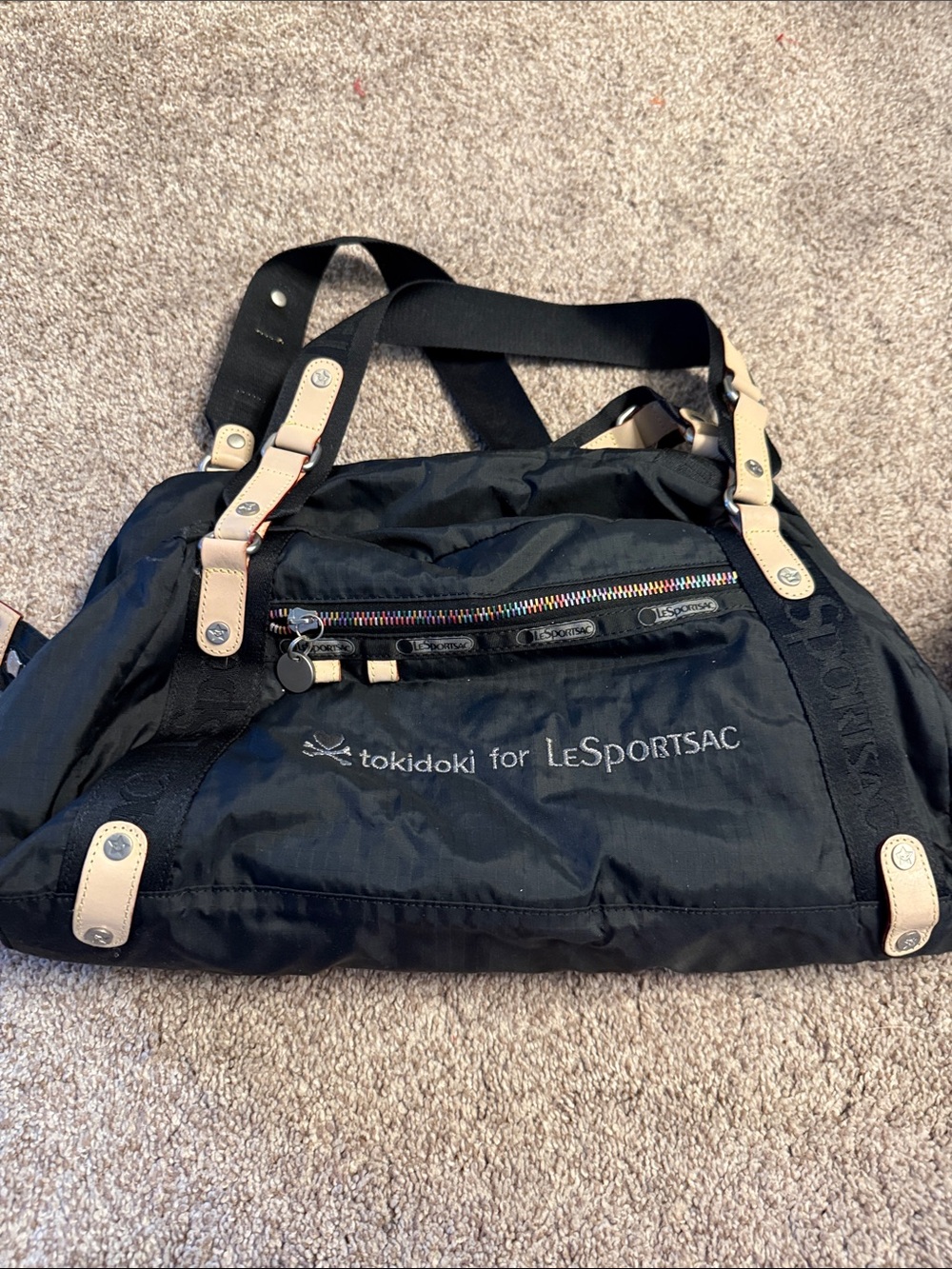 Lesportsac tokidoki Black Duffel Bag with Cream Trim